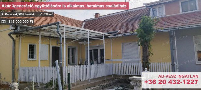 Eladó családi ház, Budapesten, XXIII. kerületben 145 M Ft