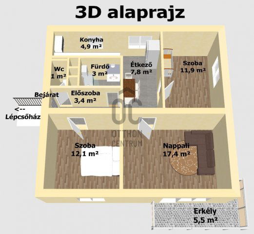 Kiadó téglalakás, albérlet, Egerben 140 E Ft / hó, 3 szobás