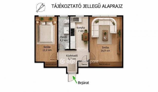 Eladó téglalakás, Ecseren 61.5 M Ft, 2 szobás