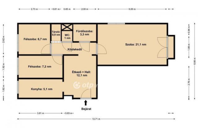 Eladó panellakás, Budapesten, III. kerületben 63.99 M Ft