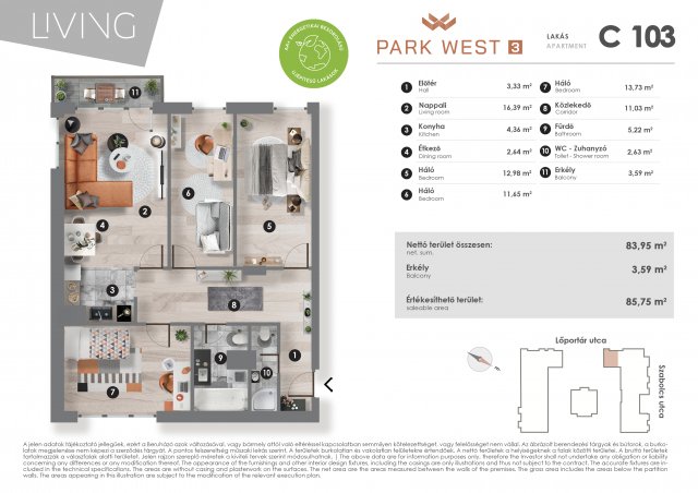 Eladó téglalakás, Budapesten, XIII. kerületben, Szabolcs utcában
