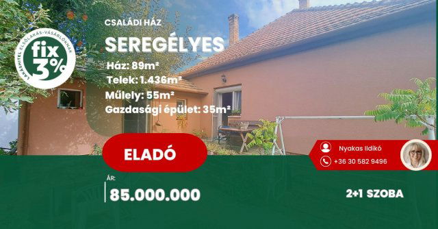 Eladó családi ház, Seregélyesen 85 M Ft, 2+1 szobás