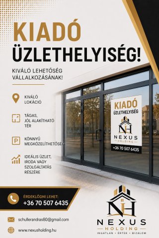 Kiadó üzlethelyiség, Kisvárdán 100 E Ft / hó