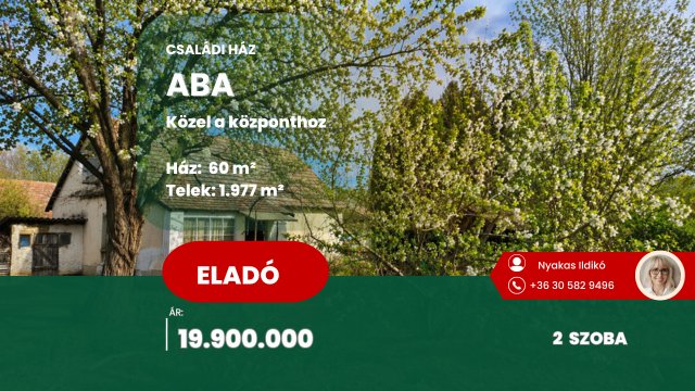 Eladó családi ház, Abában 19.9 M Ft, 2 szobás