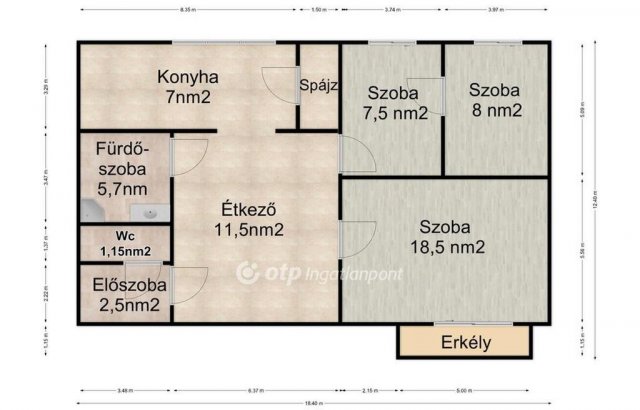 Eladó téglalakás, Debrecenben 71.5 M Ft, 1+2 szobás