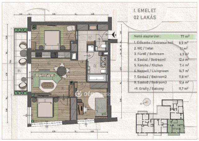 Eladó téglalakás, Budapesten, XIII. kerületben 114.063 M Ft