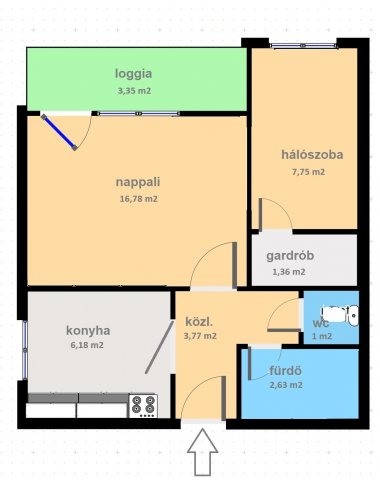 Eladó téglalakás, Győrött 49.5 M Ft, 1+1 szobás