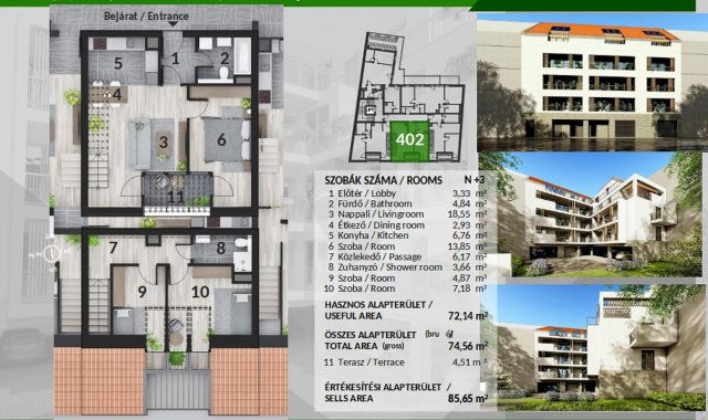 Eladó téglalakás, Budapesten, IV. kerületben 113.565 M Ft
