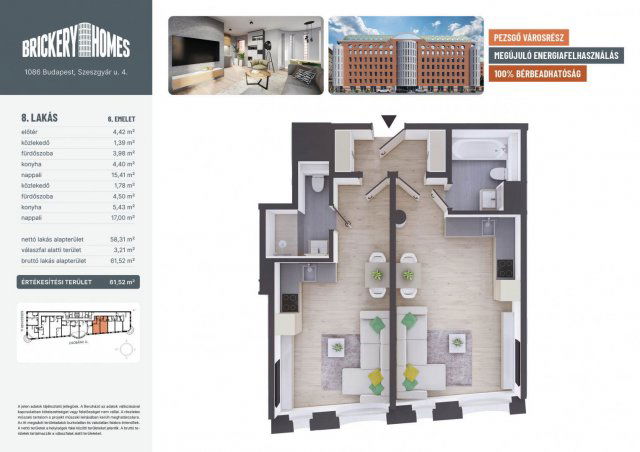 Eladó téglalakás, VIII. kerületben, Szeszgyár utcában