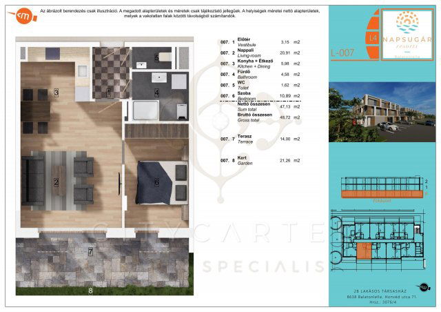 Eladó téglalakás, Balatonlelleén 63.99 M Ft, 3 szobás