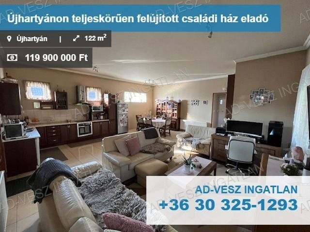 Eladó családi ház, Újhartyánon 119.9 M Ft, 2+1 szobás