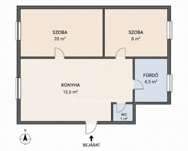 Eladó téglalakás, Csornán 37.5 M Ft, 2 szobás