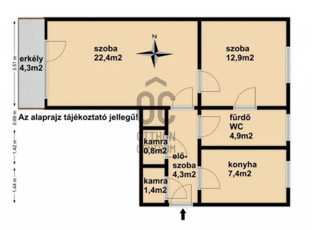 Eladó téglalakás, Nagykanizsán 32.99 M Ft, 2 szobás