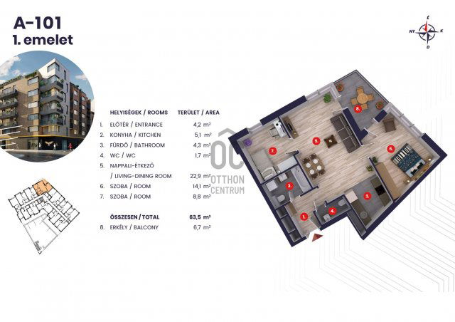 Eladó téglalakás, Budapesten, VIII. kerületben 92.89 M Ft