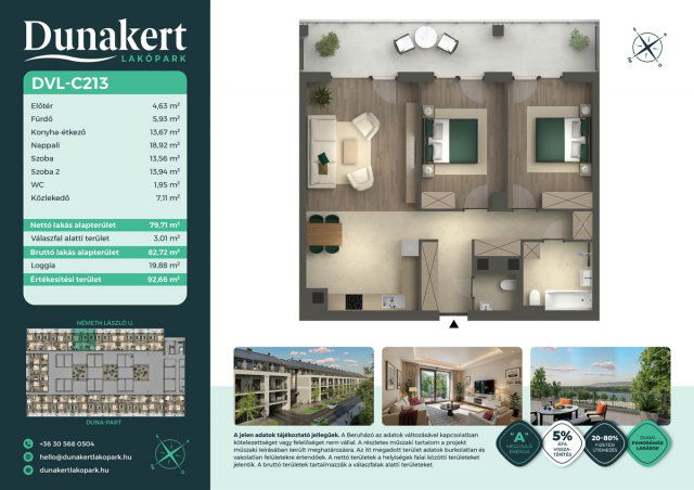 Eladó téglalakás, Vácon, Németh László utcában 88.99 M Ft