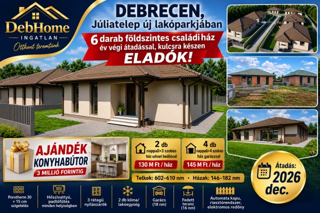 Eladó családi ház, Debrecenben 130 M Ft, 4 szobás
