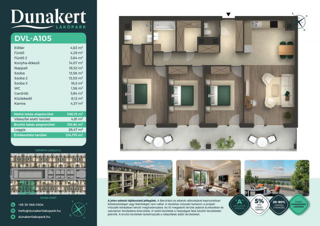 Eladó téglalakás, Vácon, Németh László utcában 122.99 M Ft