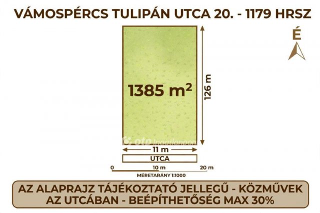 Eladó telek, Vámospércsen 2.7 M Ft / költözzbe.hu