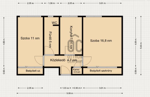 Eladó téglalakás, Lentiben 19.5 M Ft, 2 szobás