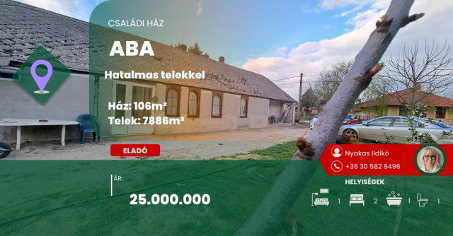Eladó családi ház, Abában 25 M Ft, 3+1 szobás