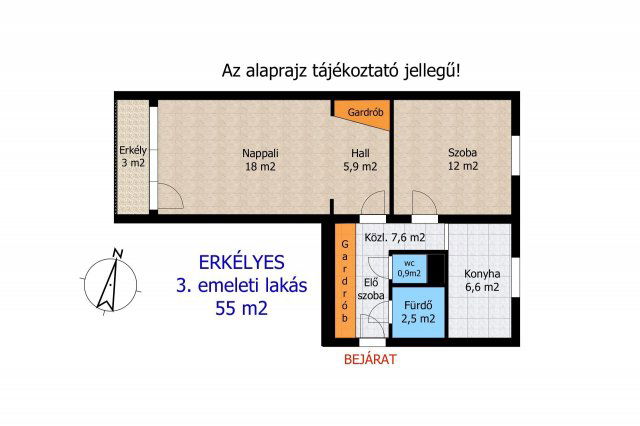 Eladó panellakás, Győrött 56.5 M Ft, 2 szobás