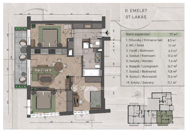 Eladó téglalakás, Budapesten, XIII. kerületben 115.71 M Ft