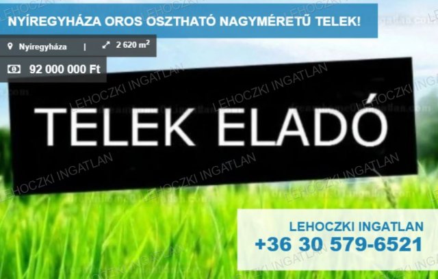 Eladó telek, Nyíregyházán 92 M Ft / költözzbe.hu