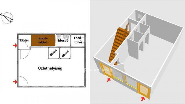 Eladó üzlethelyiség, Tiszafüreden 45 M Ft, 2 szobás