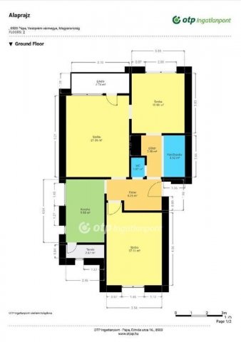 Eladó téglalakás, Pápán 44.9 M Ft, 3 szobás
