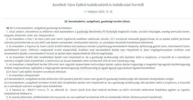 Eladó ipari ingatlan, Keszthelyen 46.5 M Ft / költözzbe.hu