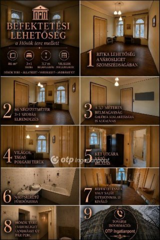 Eladó téglalakás, Budapesten, VI. kerületben 89.9 M Ft, 3 szobás