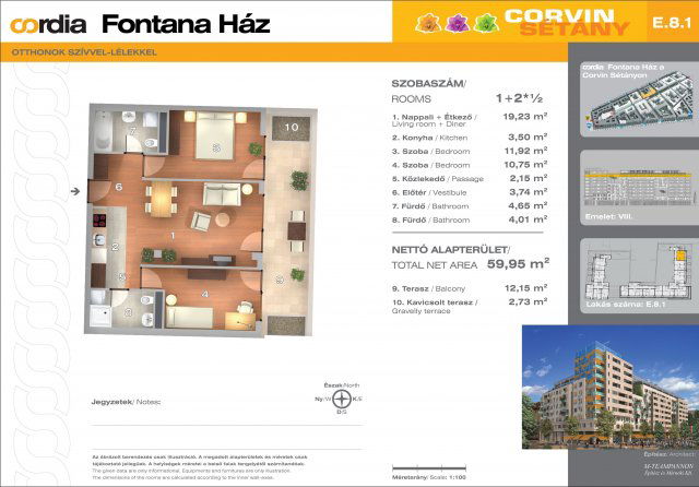 Eladó téglalakás, Budapesten, VIII. kerületben, Corvin sétányon