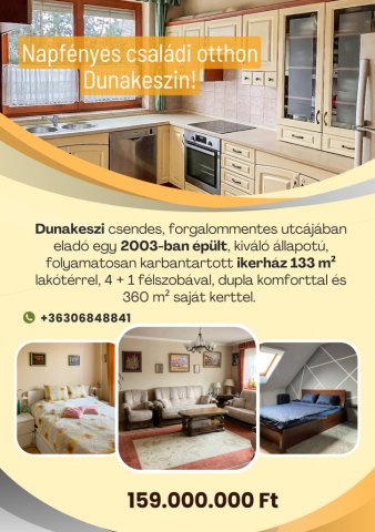 Eladó ikerház, Dunakeszin 159 M Ft, 4+1 szobás
