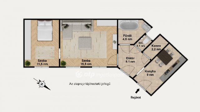 Eladó téglalakás, Budapesten, VIII. kerületben 57 M Ft, 2 szobás