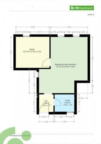 Eladó téglalakás, Pápán 33.49 M Ft, 1+1 szobás