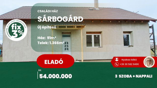 Eladó családi ház, Sárbogárdon 55 M Ft, 3 szobás