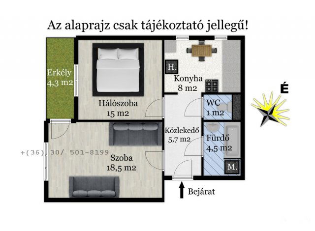 Kiadó téglalakás, albérlet, Debrecenben 210 E Ft / hó, 2 szobás