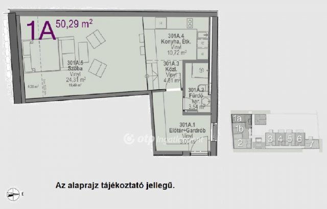 Eladó téglalakás, Budapesten, VIII. kerületben 70 M Ft, 1 szobás