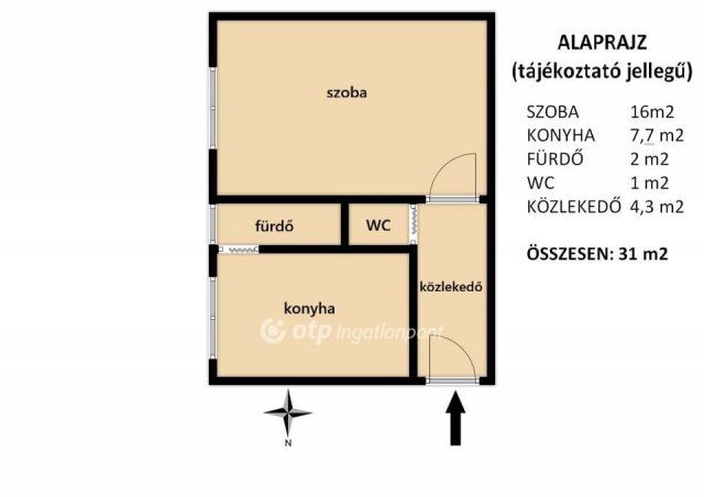 Kiadó téglalakás, albérlet, Ajkán 95 E Ft / hó, 1 szobás