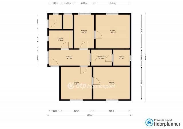 Eladó családi ház, Tiszaföldváron 13.5 M Ft, 3 szobás