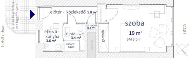 Kiadó téglalakás, albérlet, Budapesten, V. kerületben, 1 szobás