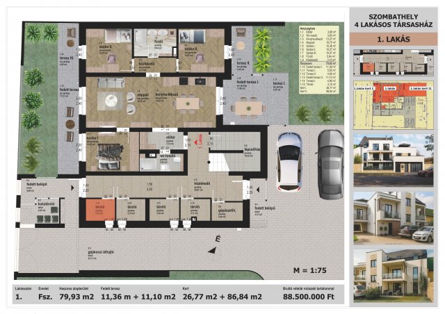 Eladó téglalakás, Szombathelyen 88.5 M Ft, 4 szobás