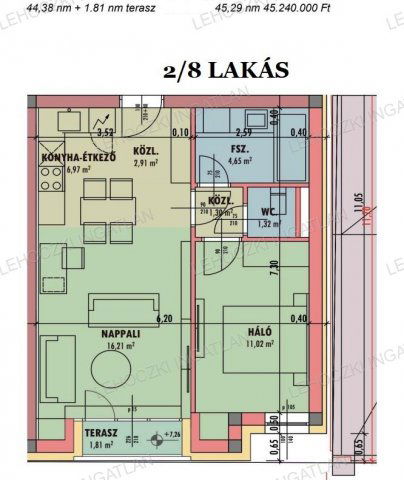 Eladó téglalakás, Nyíregyházán 45.24 M Ft