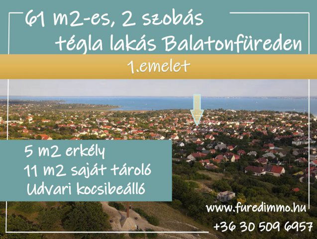 Eladó téglalakás, Balatonfüreden 69.9 M Ft, 2 szobás