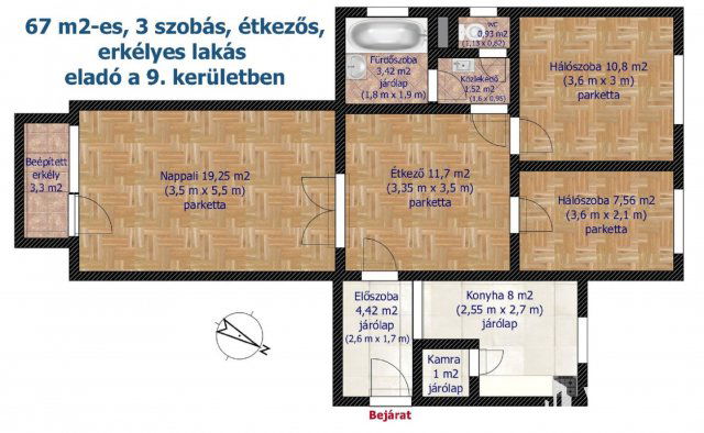 Eladó panellakás, Budapesten, IX. kerületben 84.9 M Ft