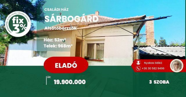 Eladó családi ház, Sárbogárdon 19.9 M Ft, 3 szobás