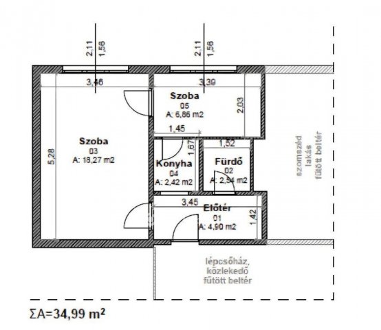 Eladó panellakás, Miskolcon 26.9 M Ft, 1+1 szobás
