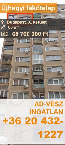 Eladó panellakás, Budapesten, X. kerületben 68.7 M Ft, 3 szobás