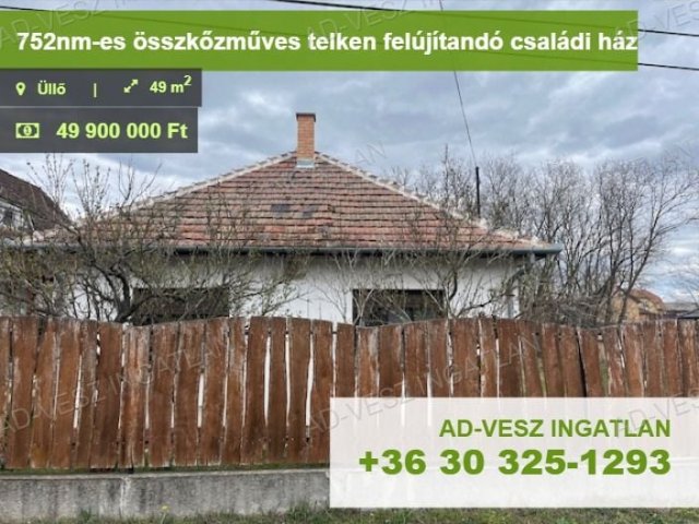 Eladó családi ház, Üllőn 49.9 M Ft, 2 szobás