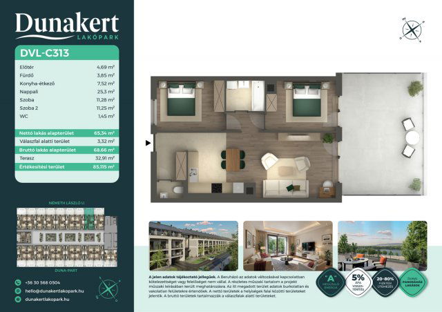 Eladó téglalakás, Vácon, Németh László utcában 83.49 M Ft